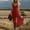 Red, variant on Women's Sleeveless Deep V-Neck Asymmetrical Ruffled Hem Maxi Dress with High-Low Tiered Skirt for Summer Vacation Beach Travel Casual Outings