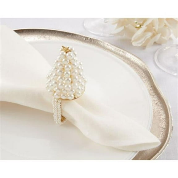 Saro Lifestyle Pearl Christmas Tree Napkin Ring (Set of 4)