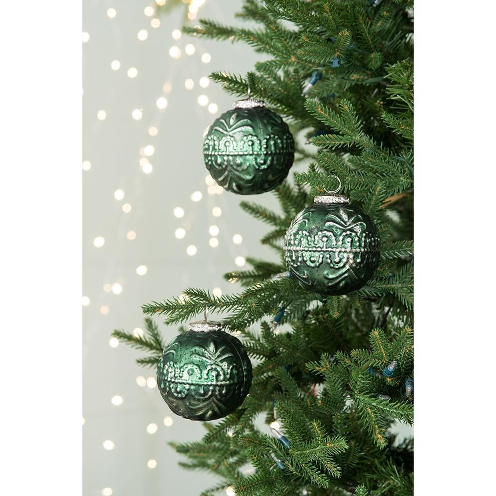 Set of 6 Glass Christmas Ball Ornaments with Aluminium Accent by Riccardo Tree Decor
