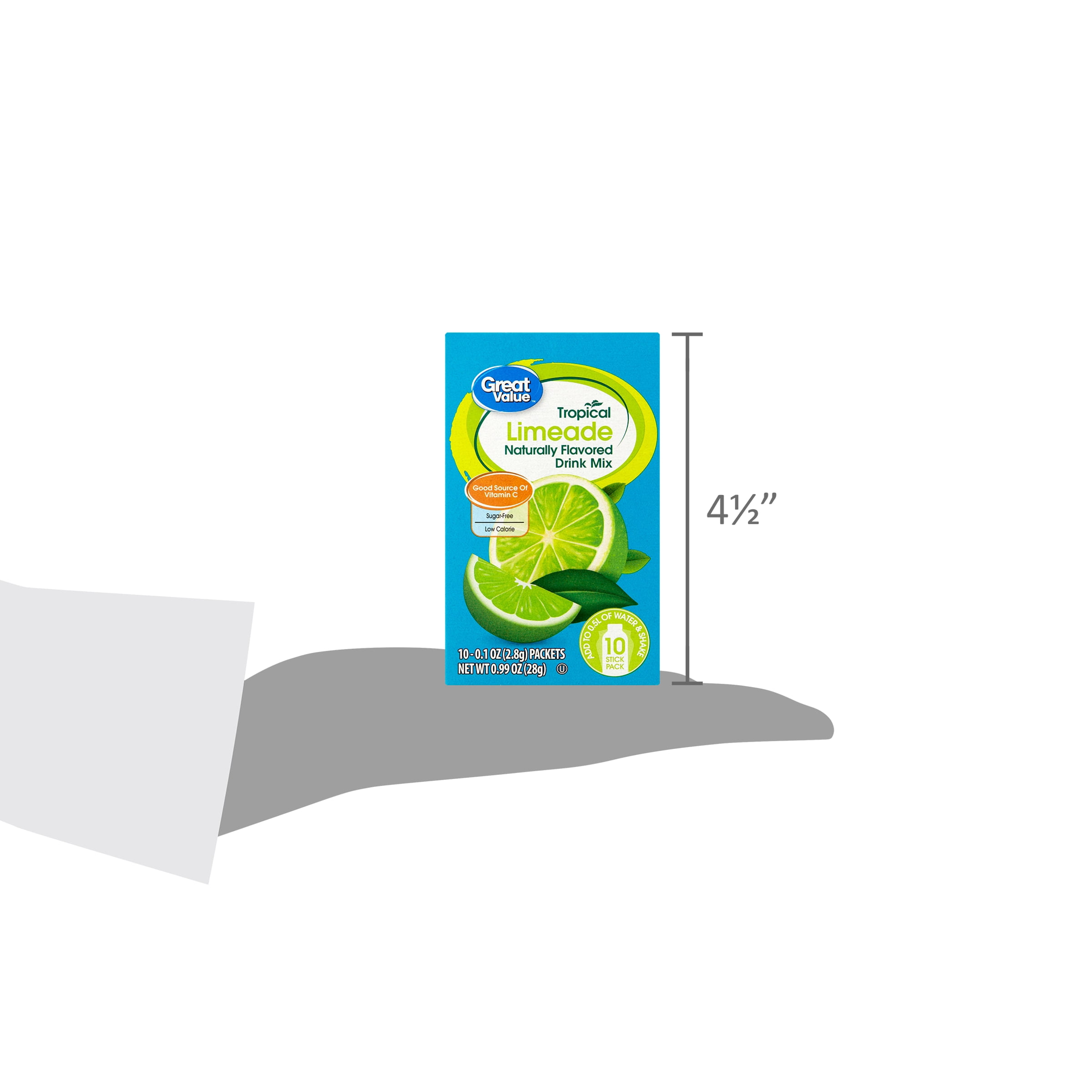 Great Value Sugar-Free Tropical Limeade Drink Mix, .99 oz, 10 Count