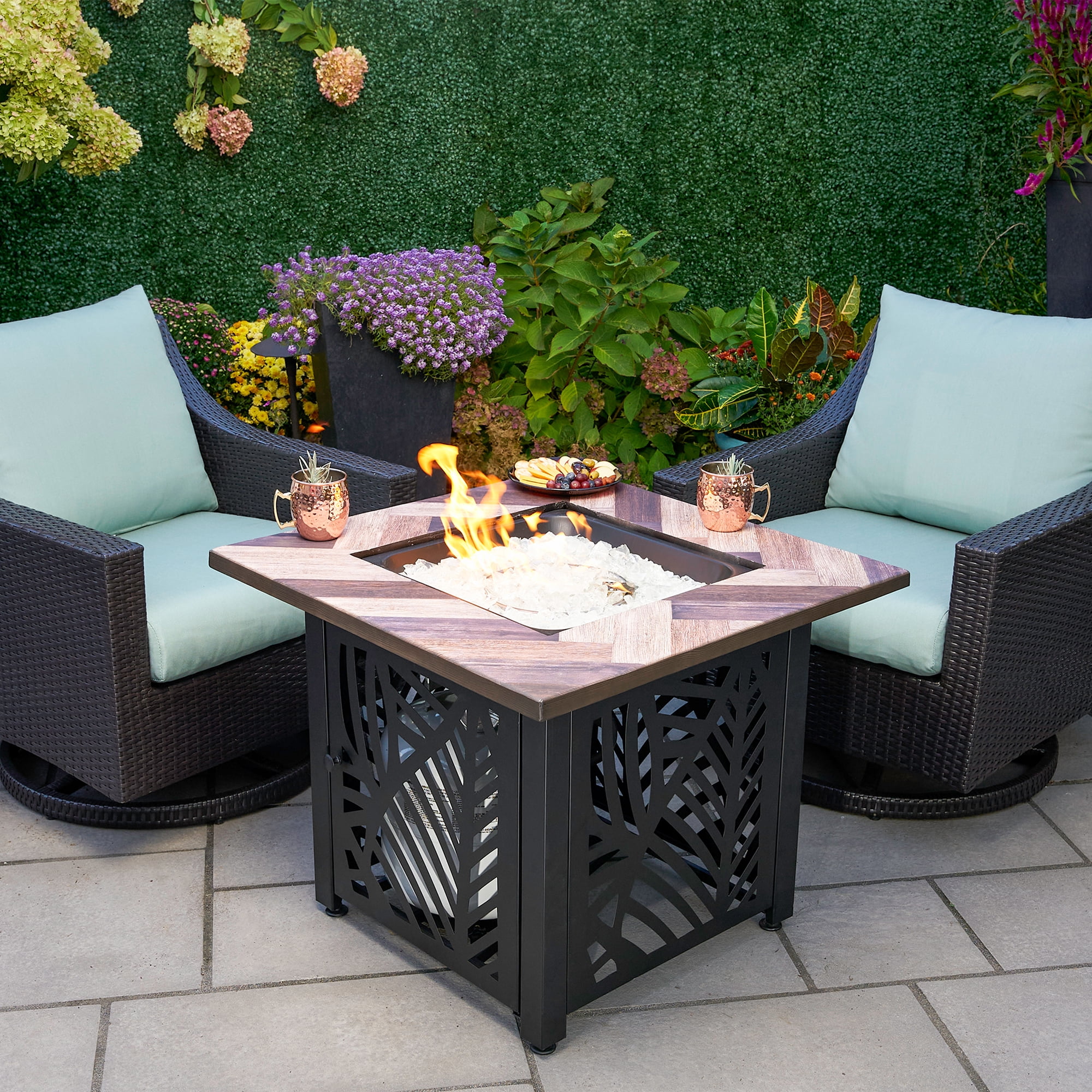 Endless Summer Darby 30" Square Outdoor UV Printed LP Gas Fire Pit​ Table