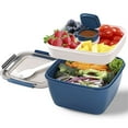 thumbnail image 2 of Salad Lunch Container with 4 Compartments Bento Salad Container with Dressing Cup Leak Proof Reusable Salad Bowls to Go for Adults Lunch（Blue）, 2 of 6