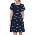 thumbnail image 1 of Balery Cute Shark Vestidos sueltos de manga corta para mujer, vestidos de verano 2025, vestidos casuales de corte A con vuelo., 1 of 6