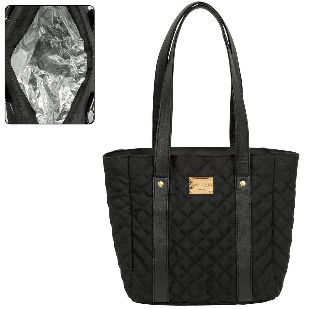 Quilted PurseStyle Lunch Bag 12.5"X3"X10"Black