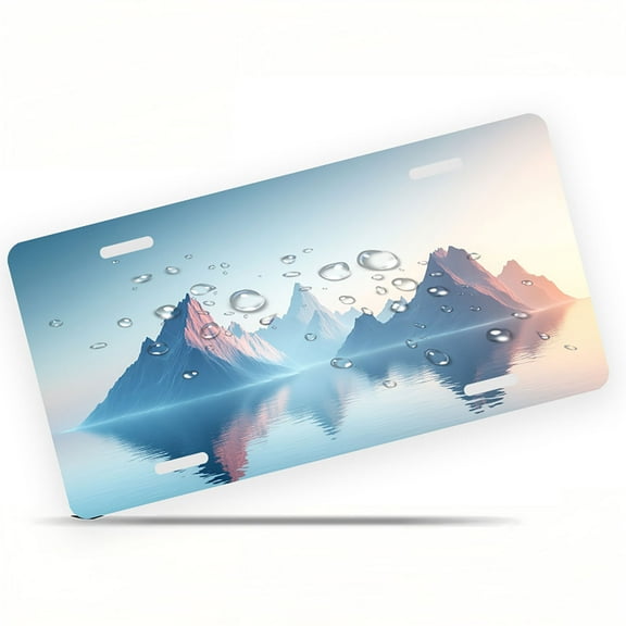 Serene Mountains and Reflection Funny Personalized License Plate Rust-proof Stainless Steel Metal License Plate Suitable For Men And Women 12.2" x 6.2"