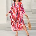 thumbnail image 4 of Kaftan Dresses for Women, Caftan Dresses for Women Plus Size Tropical Hawaiian Cover Ups Butterfly Abaya Loungewear Red One Size, 4 of 5