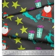 thumbnail image 2 of Soimoi Gray Cotton Cambric Fabric Santa & Gifts Kids Printed Fabric 1 Yard 56 Inch Wide, 2 of 3