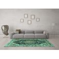 thumbnail image 3 of Ahgly Company Machine Washable Indoor Rectangle Medallion Turquoise Blue Traditional Area Rugs, 4' x 6', 3 of 4