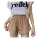 thumbnail image 2 of Pantalones cortos deportivos para mujer, ropa deportiva con cordón de cintura elástica alta para correr y trotar, marrón S, 2 of 12