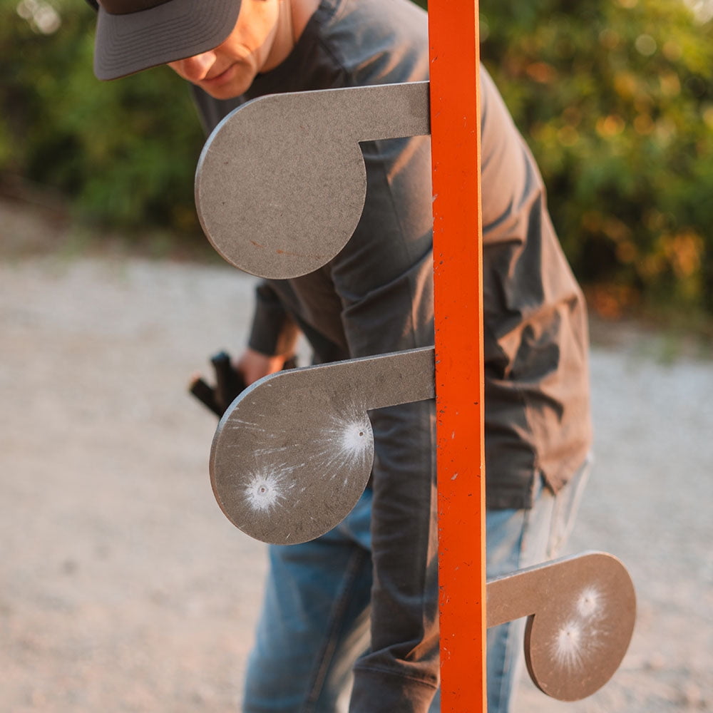 Ash & Ember No-Weld Dueling Tree Kit with AR500 Steel Paddle Targets and Safety Stand, Six AR500 Steel Swing Paddles, Straight or Angled Shooting Positions, Easy Set Up