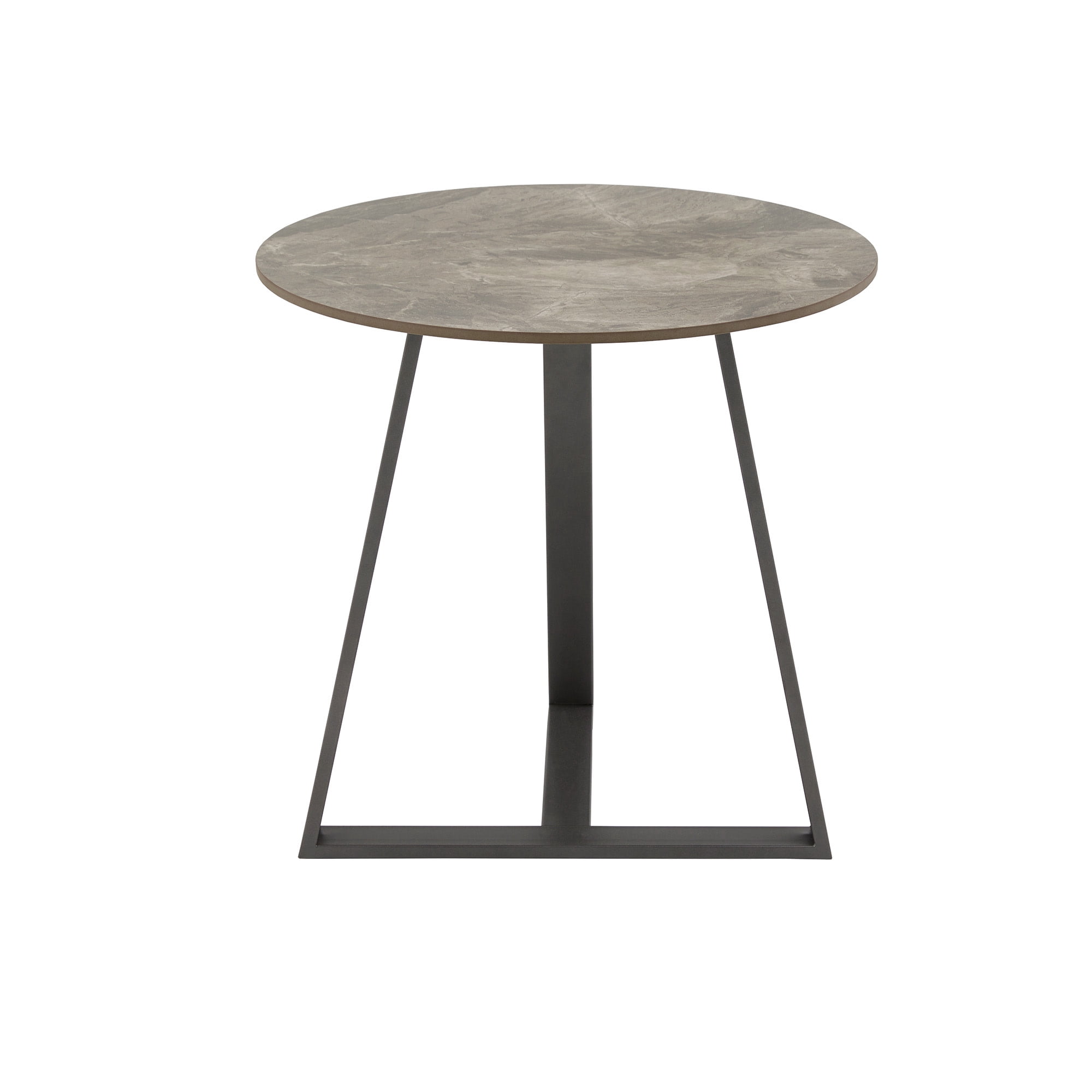 Weston Home Dinant Stone with Grey Metal Base End Table, Grey