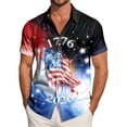 thumbnail image 2 of mgoYE 250th Anniversary USA Button Shirt Gifts American Flag Button Shirt Men 4th of July V-Neck Short Sleeve Patriotic T-Shirt Memorial Day Graphic Tee Independence Day Tops(Dark Blue,5XL), 2 of 6