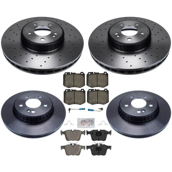 Front & Rear Brake Disc Rotors Pads For Mercedes C300 342MM AMG 2015-2021
