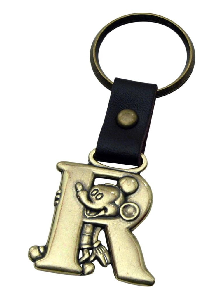 Disney Parks Mickey Mouse Character Initial Letter R Metal Keychain NEW 