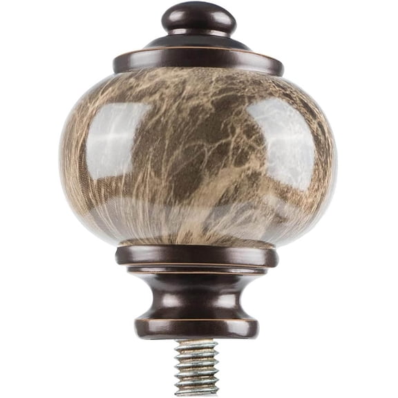 Marbled Replacement Finials for Bronze Curtain Rods, Drapery Rod Finials, 2 Pack