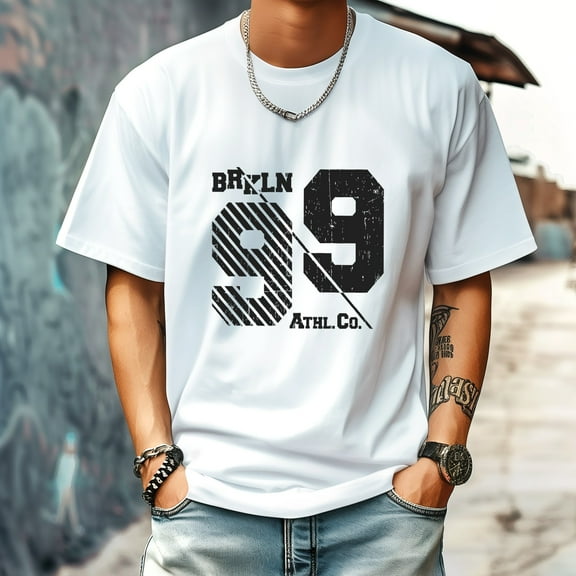 Men's T Shirt Round Neck Patterned Tee Summer New Sports Shirt Vintage Style Gift for Friends XS