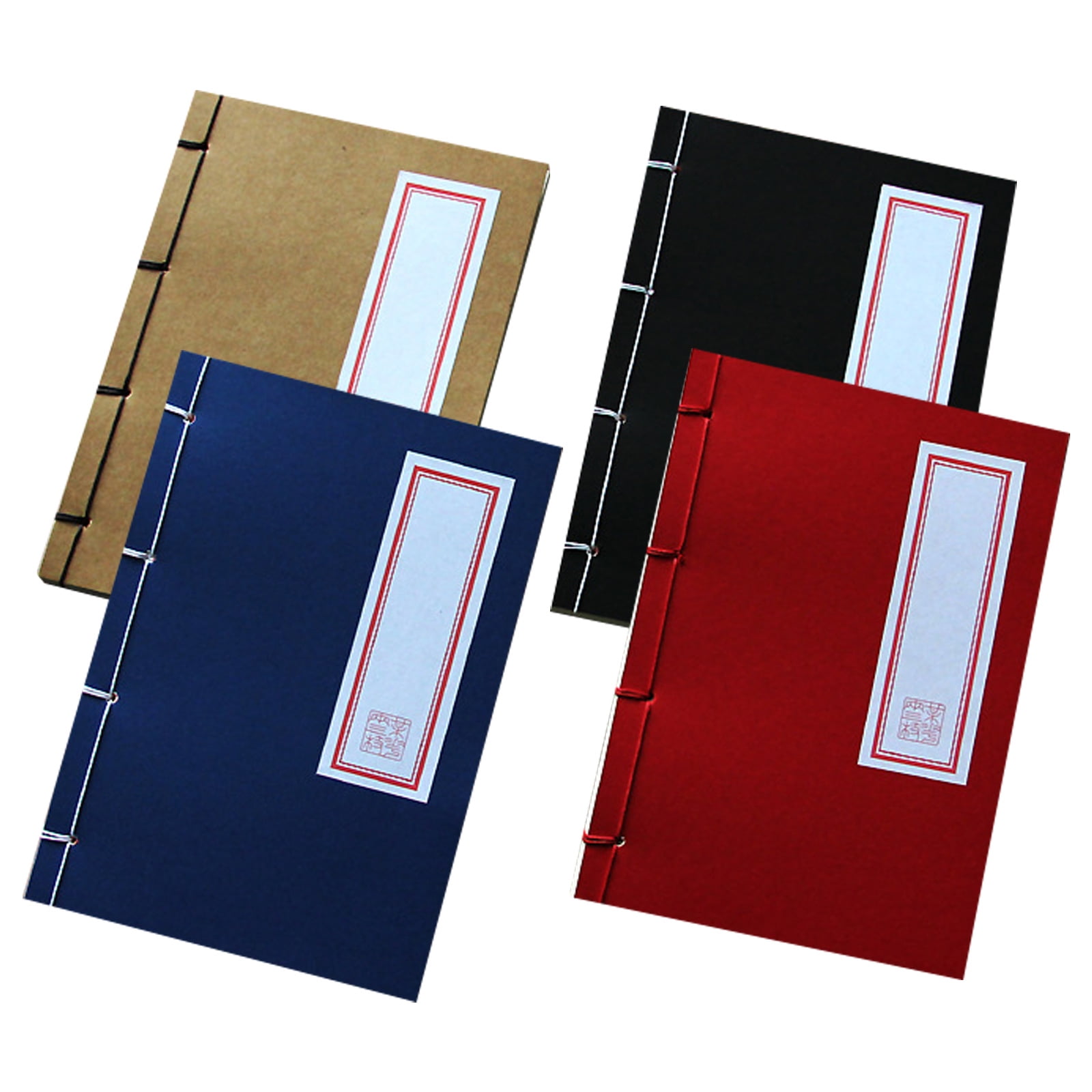 FUTUREORYY Set of 4 Portable Vintage Kraft Paper Notebooks for Meetings Writing and Everyday Notes