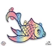 Cute Rainbow Fish - 3" Vinyl Sticker - For Car Laptop I-Pad Phone Helmet Hard Hat - Waterproof Decal