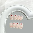 thumbnail image 3 of Valentines Day Press on Nails Short Almond French Tip Fake Nails Nude Full Cover Red Pink Heart False Nails with Designs Glossy Glue on Nails Cute Acrylic Manicure Artificial Nails for Women Girls, 3 of 4