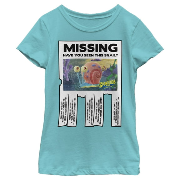 Girl's SpongeBob SquarePants Sponge on the Run Missing Gary Poster  Graphic Tee Tahiti Blue Large