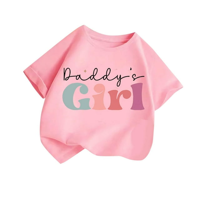 T-shirts Graphiques pour Filles Manches Courtes Col Rond T-Shirt Mignon Hauts Décontractés d'Été Rose 10-12 Ans