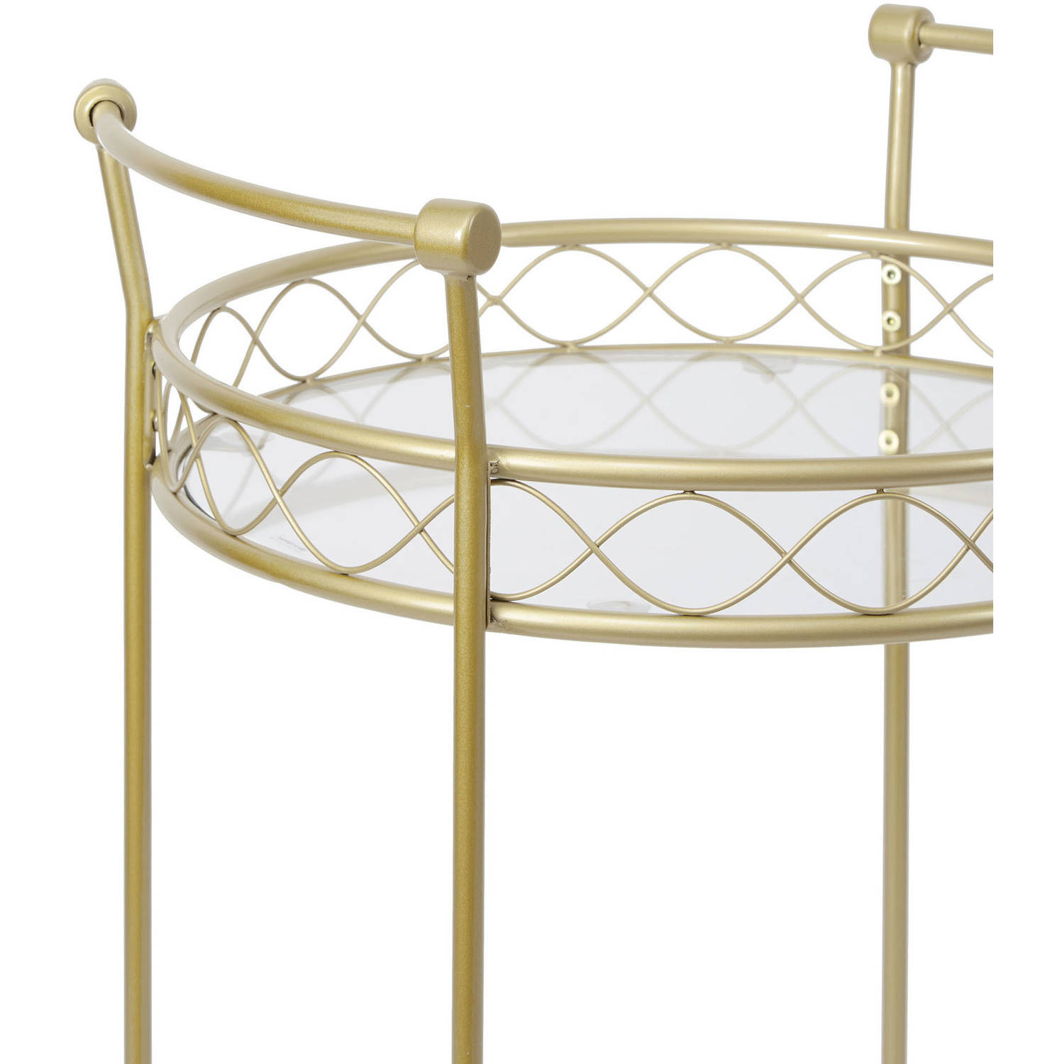 Better Homes & Gardens Mirabella Gold Metal Serving Barcart with Glass Shelves - image 3 of 3