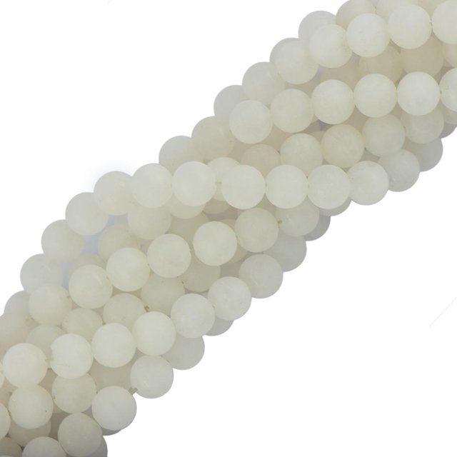 Hilo de cuentas sueltas de jade blanco natural de 6 mm para bisutería artesanal