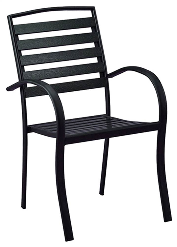 Oakland Living Stackable Indoor Outdoor Modern Slat Back Faux Wood Patio Dining Arm Chair Walmart Com Walmart Com
