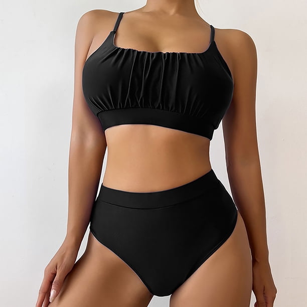 Traje de baño para mujer, moda, cómodo, color sólido, bikini, traje de baño de color liso para mujer, conjuntos de bikinis, trajes de baño para mujer