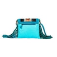 thumbnail image 3 of Myra Bag Shoulder Bag for Women - Western Upcycled Hairon Canvas & Leather Tassel Bag Blue, 3 of 6