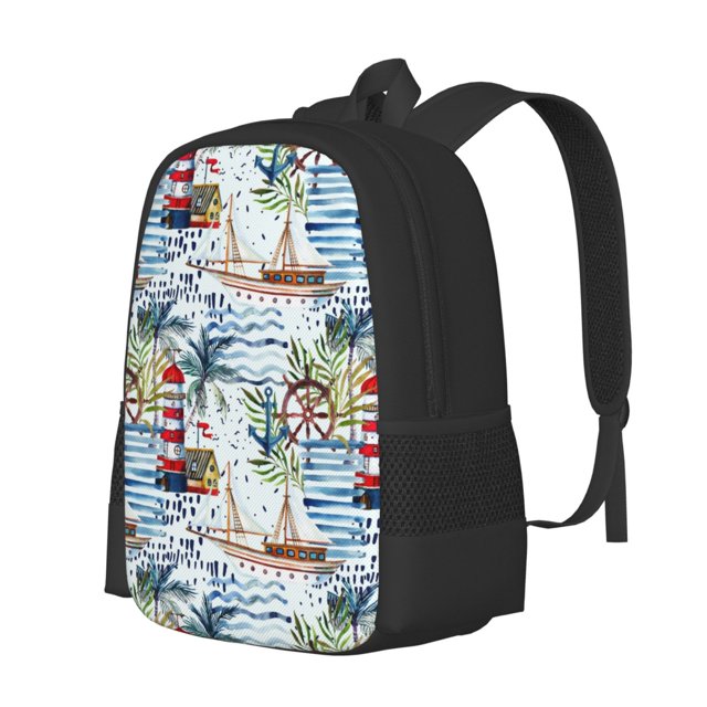 Balery Watercolor Sailboat Mochila para hombre y mujer - Tela Oxford 600D resistente - Gran capacidad, resistente al agua, ideal para la escuela, viajes y senderismo