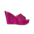 thumbnail image 3 of BLISSFUL STEP Sandales à Talons Compensés à Enfiler à Plateforme Pailletée pour Femmes Rose Vif 9,5, 3 of 7
