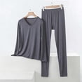 thumbnail image 4 of Conjunto de Ropa Interior Larga de Mujer Cuello en V Manga Larga Lencería Casual Ropa de Dormir Pajama Set Confort Suave, Lencería de Manga Larga para Mujeres, 4 of 5