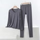 thumbnail image 4 of Conjunto de Ropa Interior Larga de Mujer Cuello en V Manga Larga Lencería Casual Ropa de Dormir Pajama Set Confort Suave, Lencería de Manga Larga para Mujeres, 4 of 5