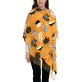 thumbnail image 3 of Honeii Bold Black and White Leaves Orange Print Scarf Oversized Scarf Tassel Fall Winter Thick Scarf Warm Shawl Women,Women's Scarves & Wraps, 3 of 8