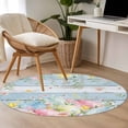 thumbnail image 4 of Round Rug 3.3Ft Washable Non-Slip, Easter Eggs Circle Area Rugs for Living Room Bedroom, Spring Daisy Eucalyptus Leaves Light Blue Wood Indoor Floor Mats Carpet Runner for Home Decor Aesthetic, 4 of 8