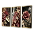 thumbnail image 3 of Designart "Glamorous Vintage Rose II" Floral Framed Wall Art Set Of 3 - Pink Traditional Frame Canvas Set For Living Room Decor, 3 of 6