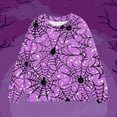 thumbnail image 2 of CLOISE Sweatshirt Kids Girls Boys Youth Halloween Purple Long Sleeve Crew Neck Tops Spider Web Print Casual Fashion Fall Winter Clothes 1-12T, 2 of 4