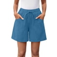 thumbnail image 2 of Hurxie Womens Shorts Lightweight Bermuda Shorts for Women Casual 5 Inch Inseam Summer Linen Shorts with Pockets Blue,2XL, 2 of 8