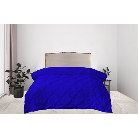 BedDecor 300 GSM 1Pcs Pinch Pleated Solid (Egyptian/Royal Blue, Oversize King) 100% Egyptian Cotton Base Comforter