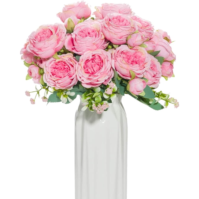 racimos de flores artificiales para decoración, ramo falso de rosas artificiales, arreglos de seda, centro de mesa de plástico para jarrón, pastel, sin incluir jarrón