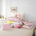 thumbnail image 4 of Cute Axotol Comforter Set Cartoon Strawberry Candies Flowers 7 Piece Bedding Set Twin Size Pink White Striped Bed in a Bag Super Soft Bedding Comforters Chird Bedroom Decor, 4 of 5