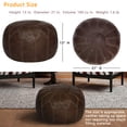 thumbnail image 2 of Thgonwid Indoor Vegan Leather Round Pouf, Coffee, Leather Texture, Folower Morrocan Style, 2 of 6