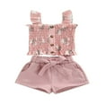 thumbnail image 1 of Little Girls Short Sleeve Tank Tops Ripped Denim Shorts Pants 2PCS Outfits Set, 1 of 6