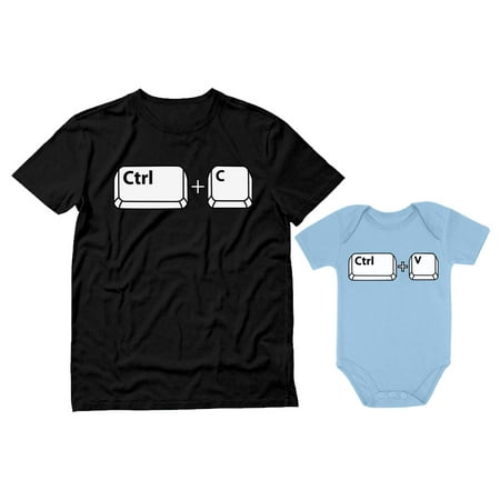 

Dad and Baby Matching Outfits Copy Paste Men Shirt Girl Boy Baby Bodysuit Set Dad Black Small / Baby Aqua 12M (6-12M)