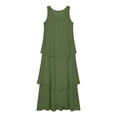 thumbnail image 6 of Dresses for Women Sleeveless Fashion Solid Tiered Chiffon Casual Flowy A-Line Maxi Dress Green XL, 6 of 8