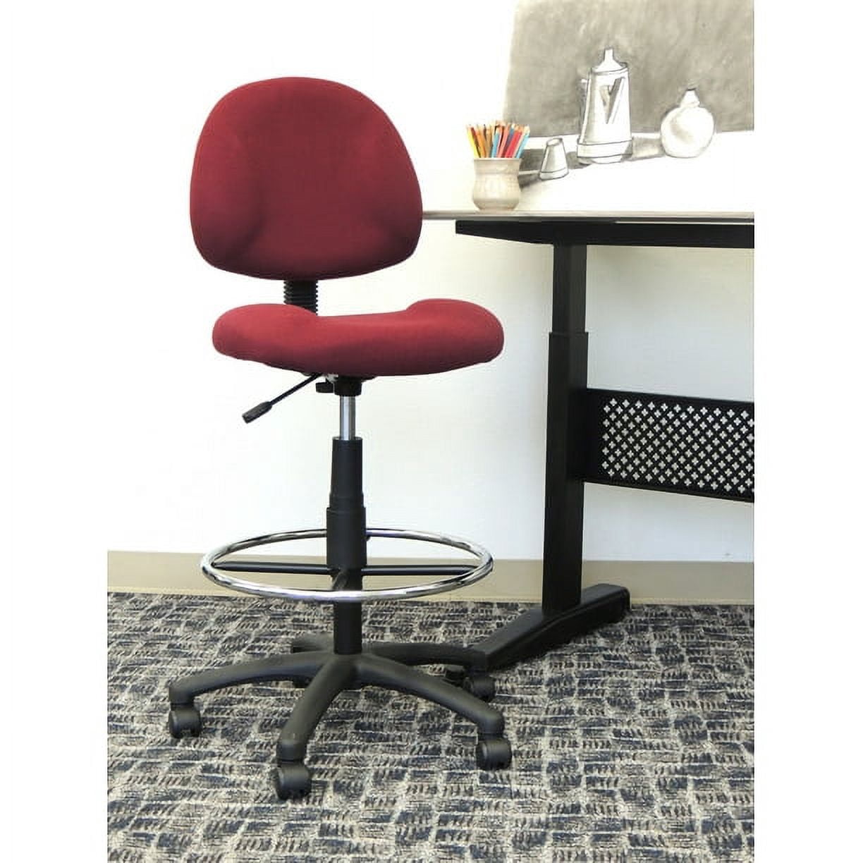 Boss Office Products Sit-Stand Adjustable Desk Chair, Burgundy Red