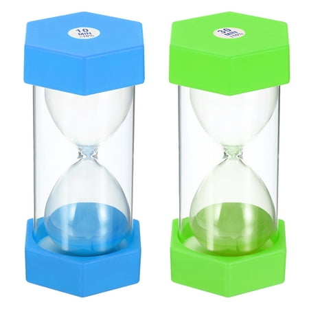 

Uxcell 10，30 Min Sand Timer 2pcs Hexagon with Plastic Cover Count Down Sand Clock Glass Blue Green