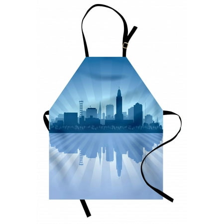 

Nebraska Apron Lincoln City Skyline Silhouette Illustration in Blue Metropolis Buildings Unisex Kitchen Bib with Adjustable Neck for Cooking Gardening Adult Size Blue and Ceil Blue by Ambesonne