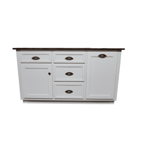 Modern Kitchen Island with Trash Bin compartment
